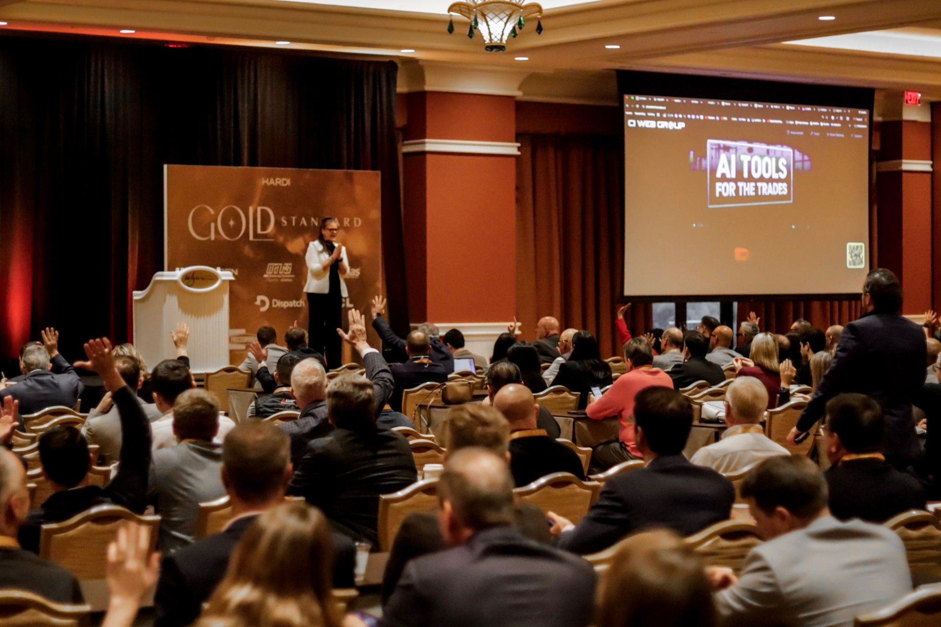 Jennifer Bagley speaking at HARDI Gold Standard conference with engaged audience